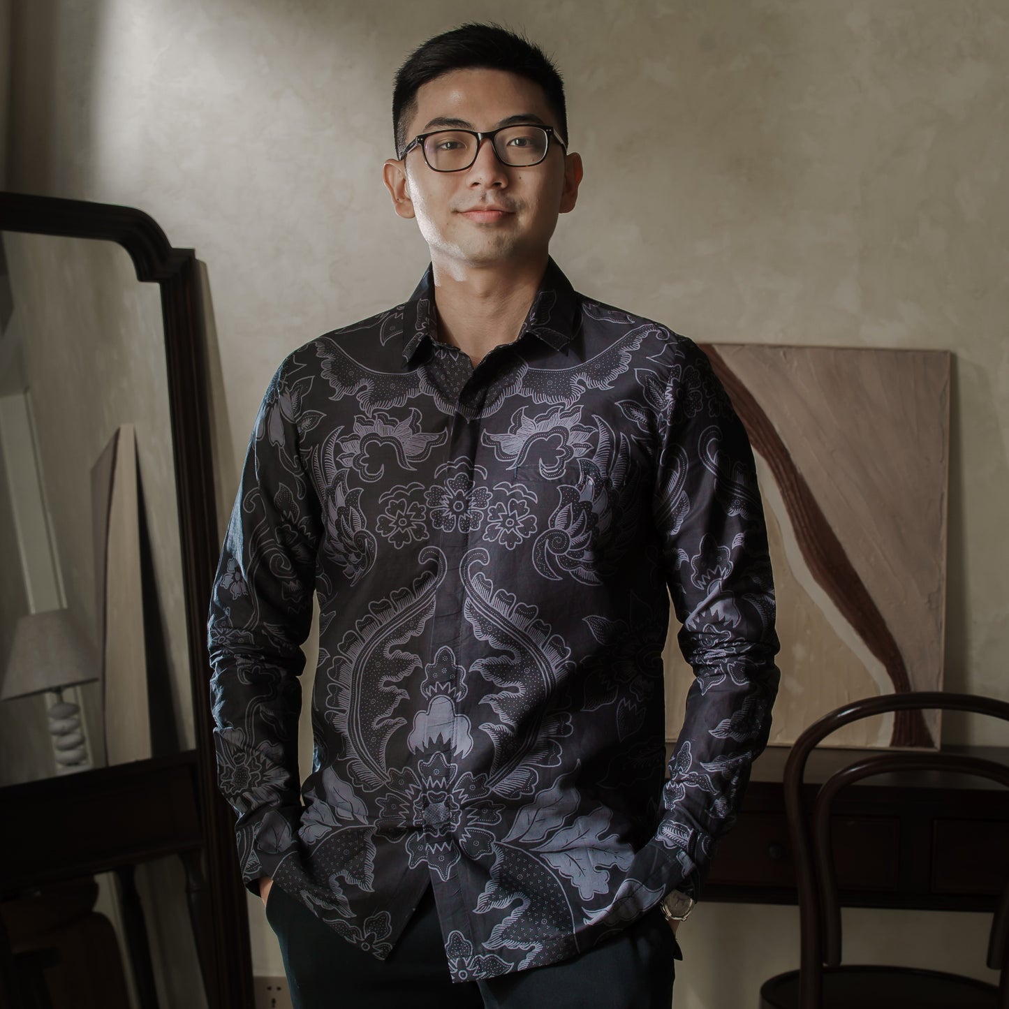 Teradian - Mandalas Premium Men's Long Sleeve Batik Shirt