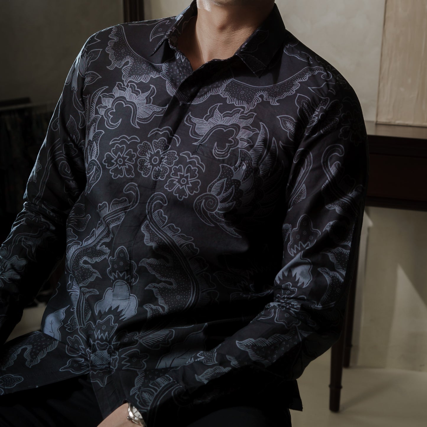 Teradian - Mandalas Premium Men's Long Sleeve Batik Shirt