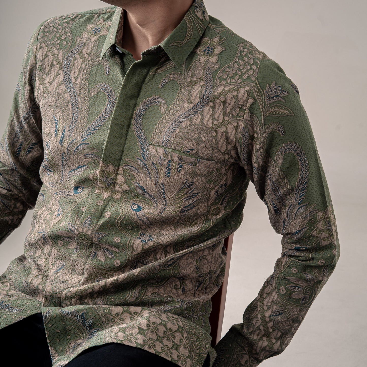Verdanta - Mandalas Premium Men's Long Sleeve Batik Shirt