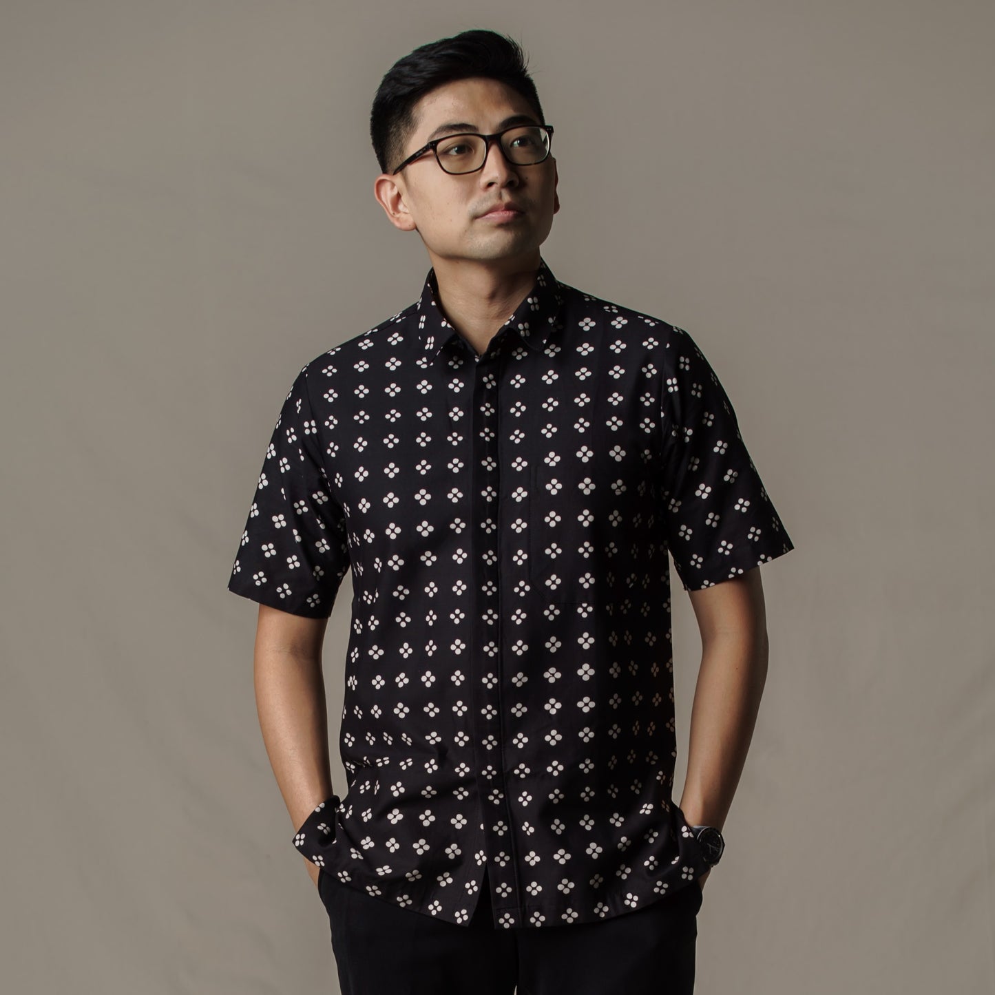 Wahitam - Mandalas Premium Men's Short Sleeve Batik Shirt