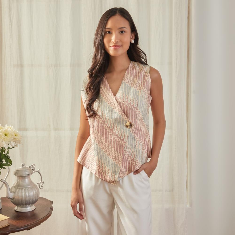 Luna - Mandalas Baju Kerja Atasan Vest Batik Blouse Wanita Modern