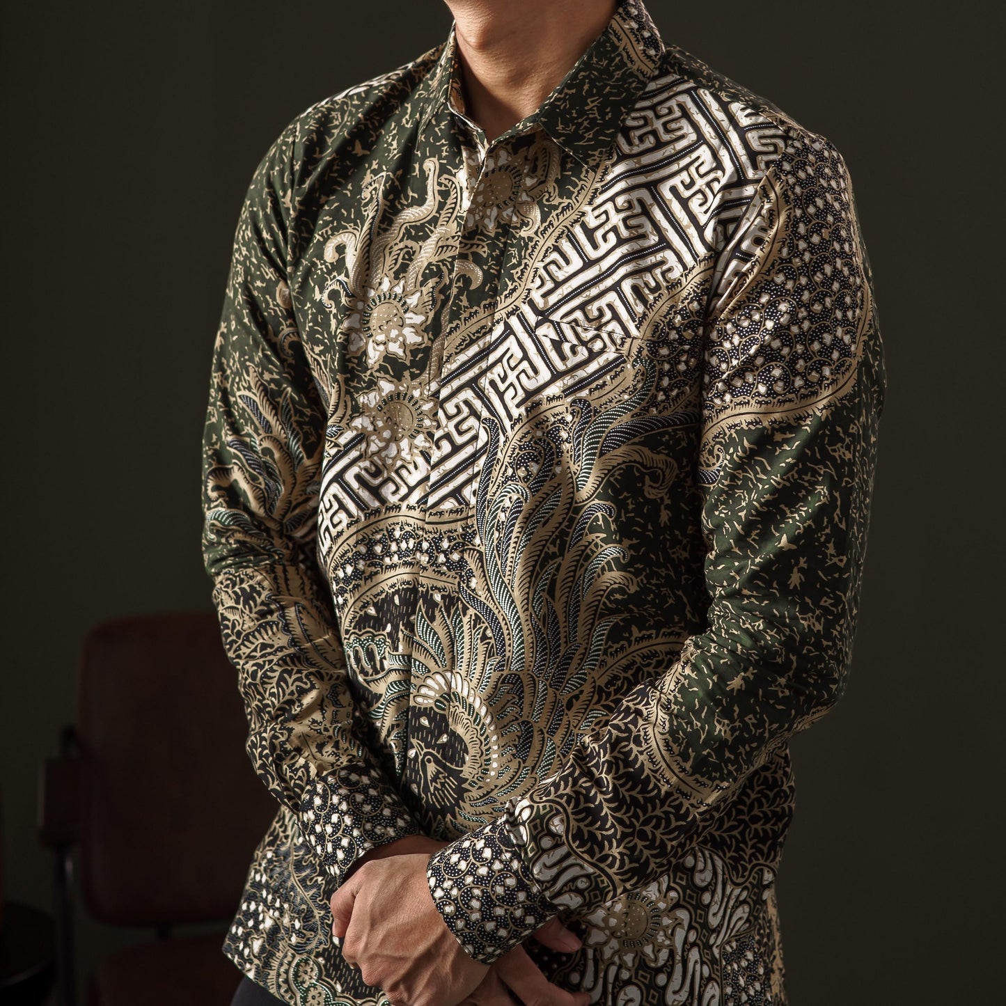 Rejowina - Mandalas Premium Men's Long Sleeve Batik Shirt