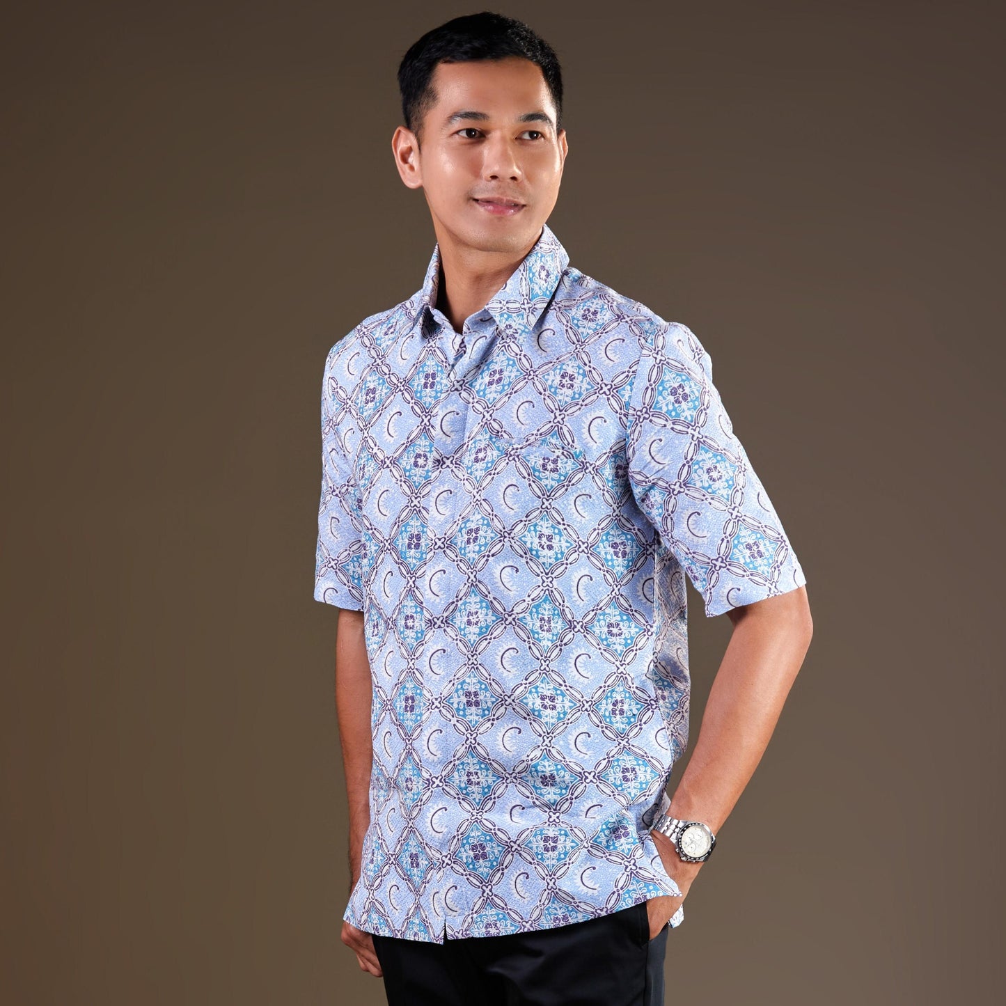 Poslen - Mandalas Premium Men's Short Sleeve Batik Shirt