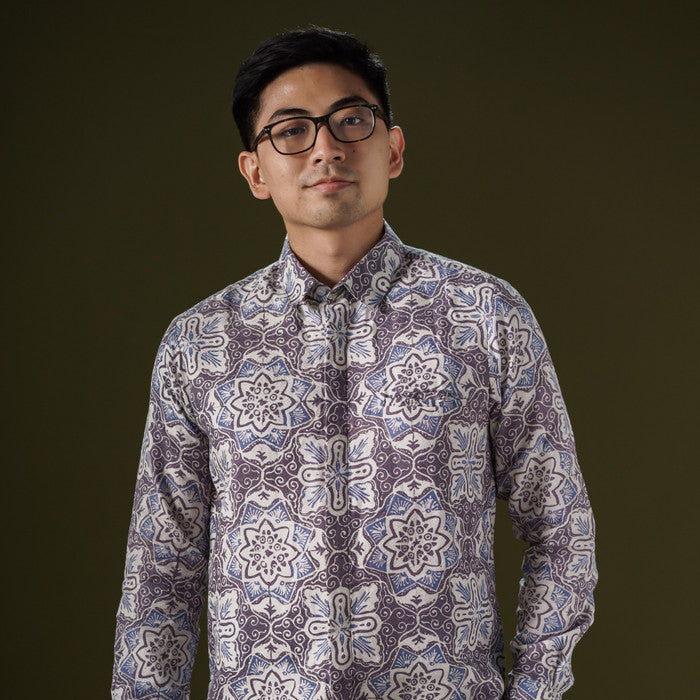Nirmana - Mandalas Premium Men's Long Sleeve Batik Shirt