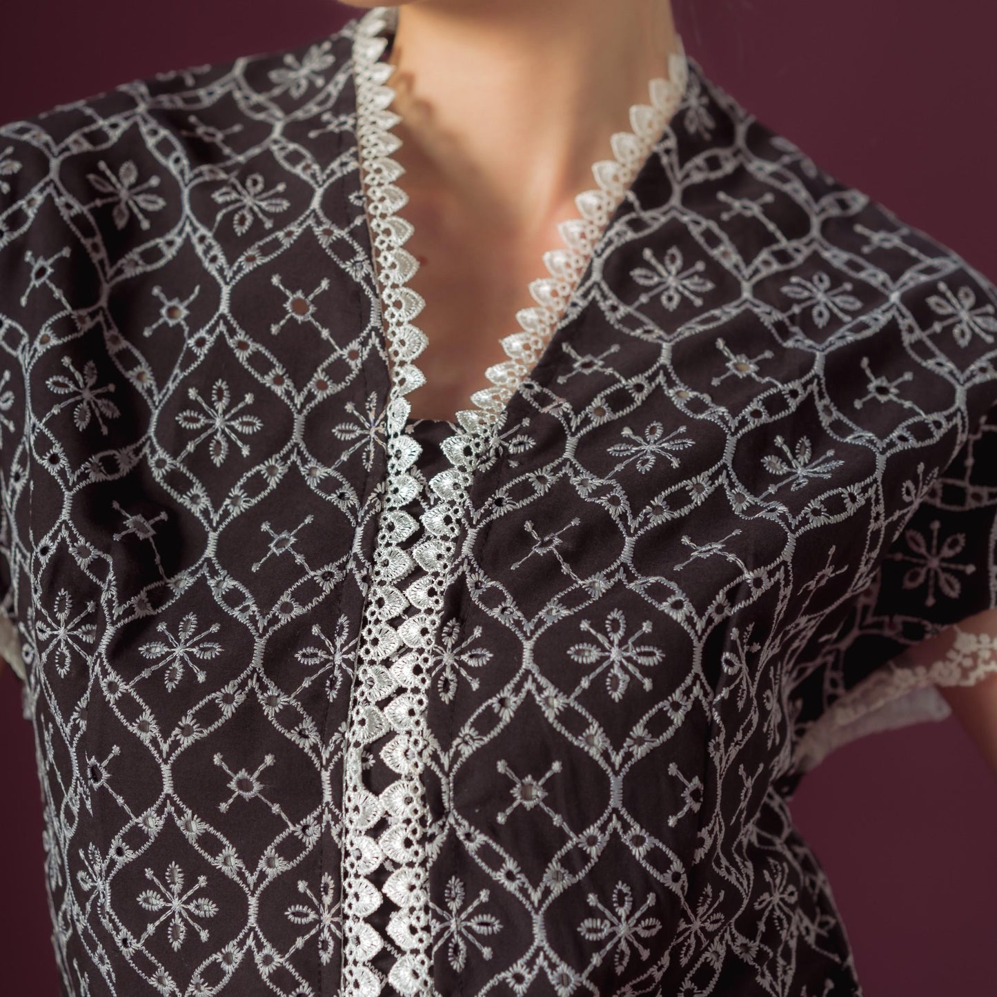 Celina Short Sleeve - Mandalas Women's Kebaya Top Modern Embroidered Cotton Outer