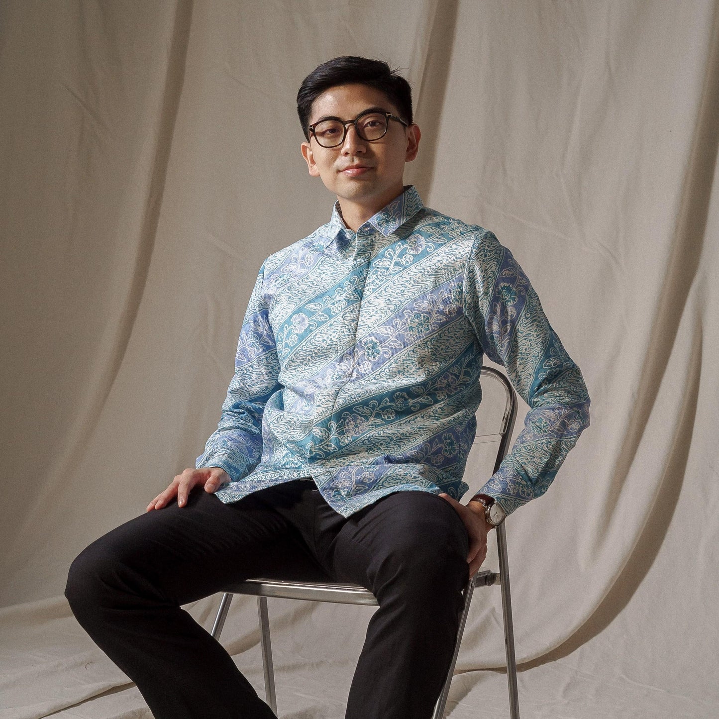 Monjali - Mandalas Premium Men's Long Sleeve Batik Shirt