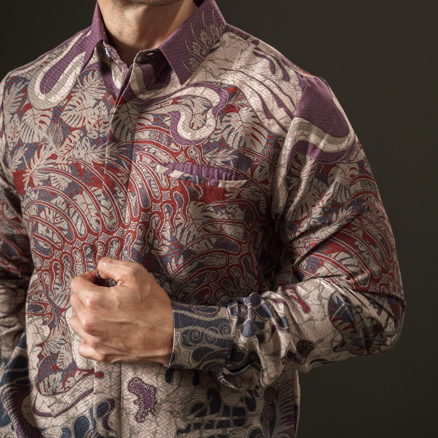 Arakan - Mandalas Premium Men's Long Sleeve Batik Shirt