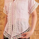 Celine Short Sleeve - Mandalas Women’s Modern Embroidered Cotton Kebaya Top - Mandalas