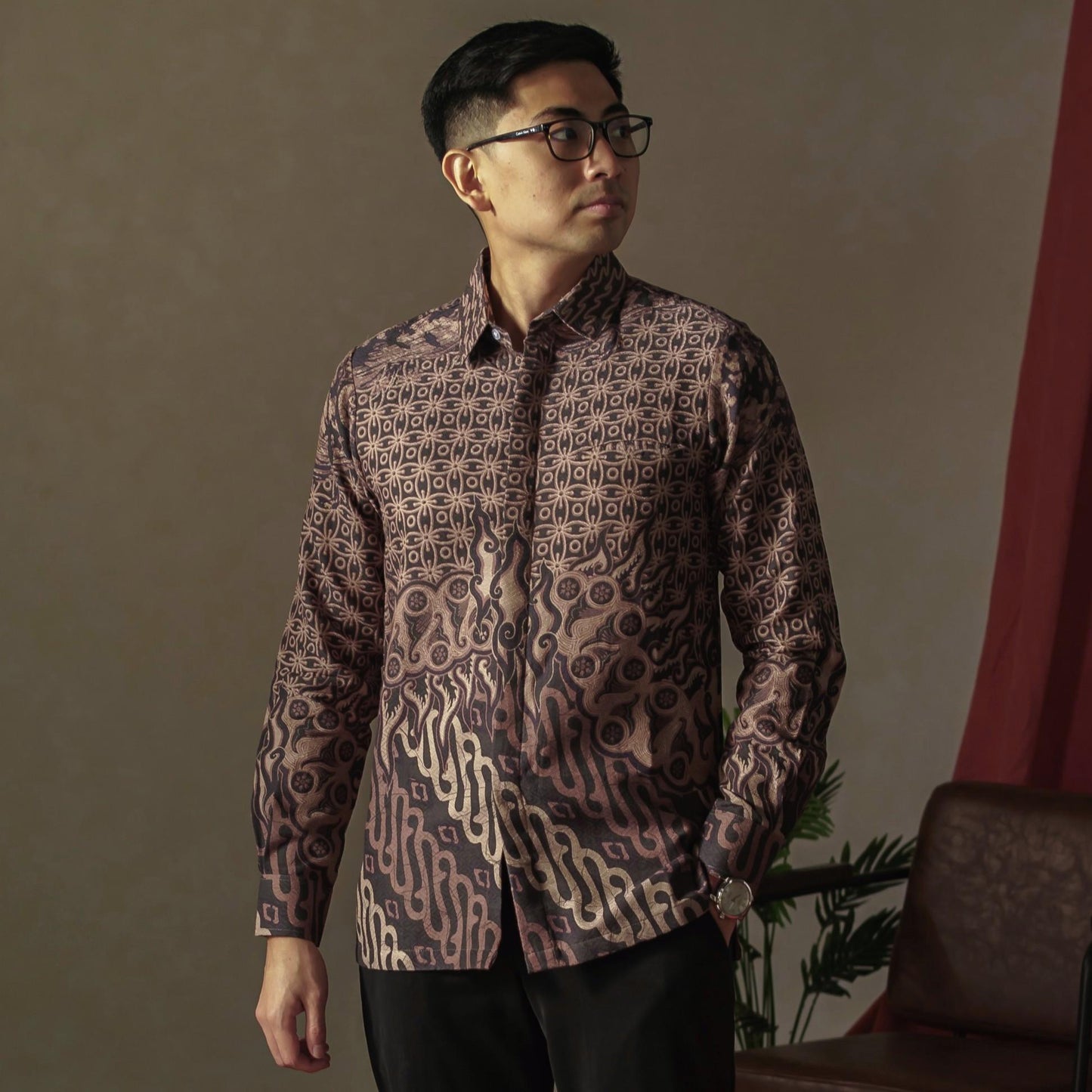 Yala - Mandalas Premium Men's Long Sleeve Batik Shirt