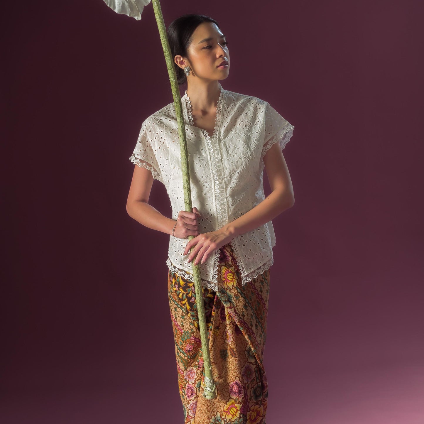 Celina Short Sleeve - Mandalas Women's Kebaya Top Modern Embroidered Cotton Outer