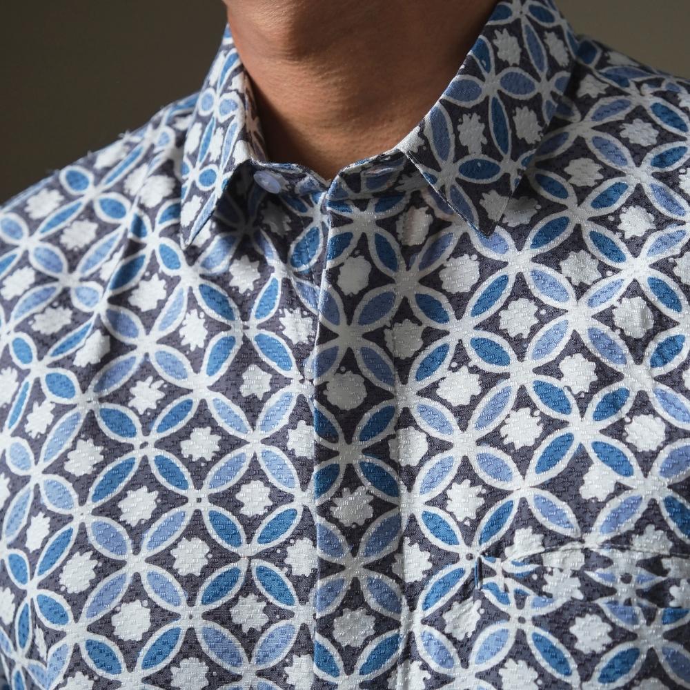 Vedika - Mandalas Premium Men's Short Sleeve Batik Shirt