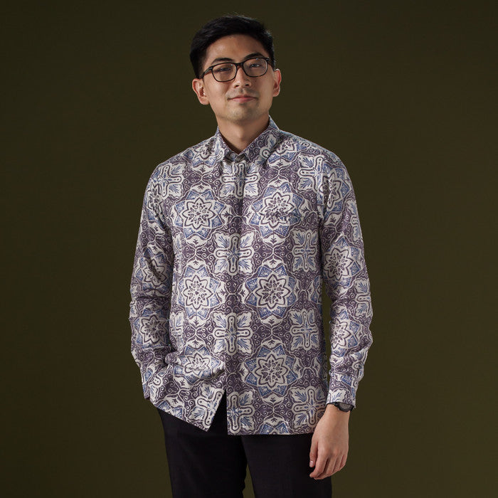 Nirmana - Mandalas Premium Men's Long Sleeve Batik Shirt