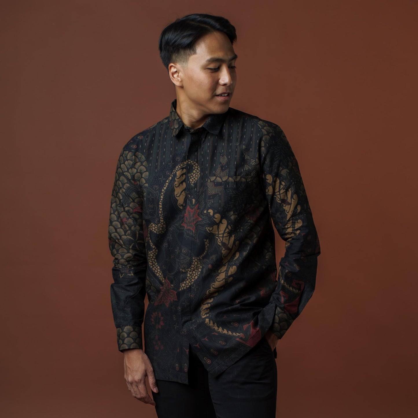 Wasita - Mandalas Premium Men's Long Sleeve Batik Shirt