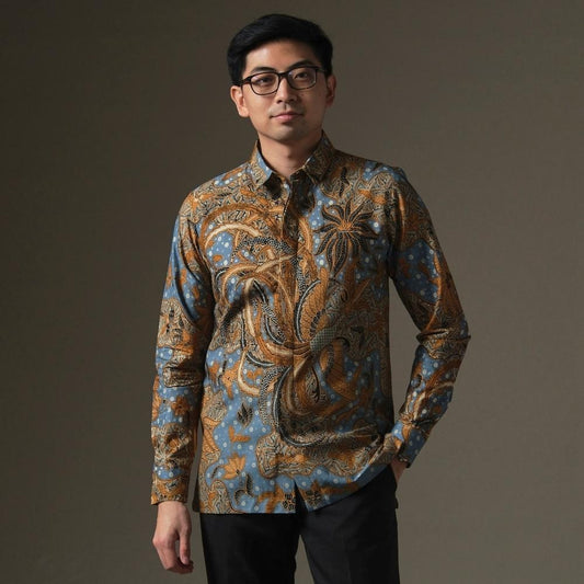 Guravin - Mandalas Premium Men's Long Sleeve Batik Shirt