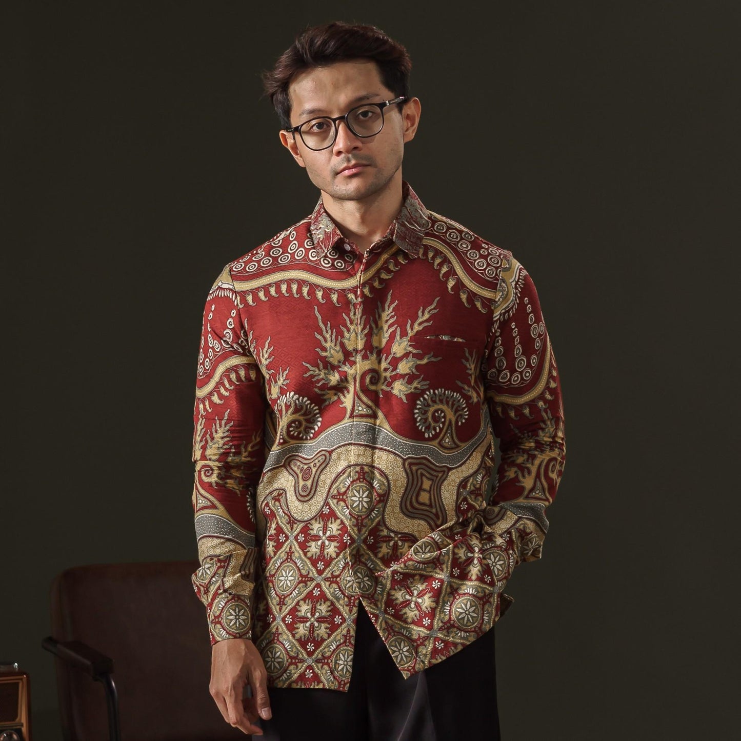 Nagata - Mandalas Premium Men's Long Sleeve Batik Shirt