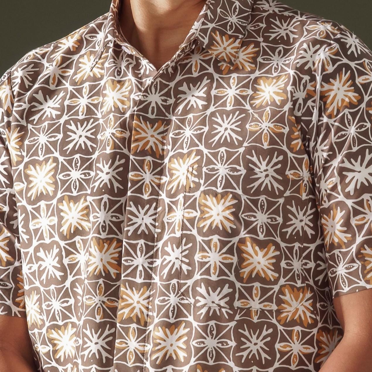 Tambora - Mandalas Premium Men's Short Sleeve Batik Shirt