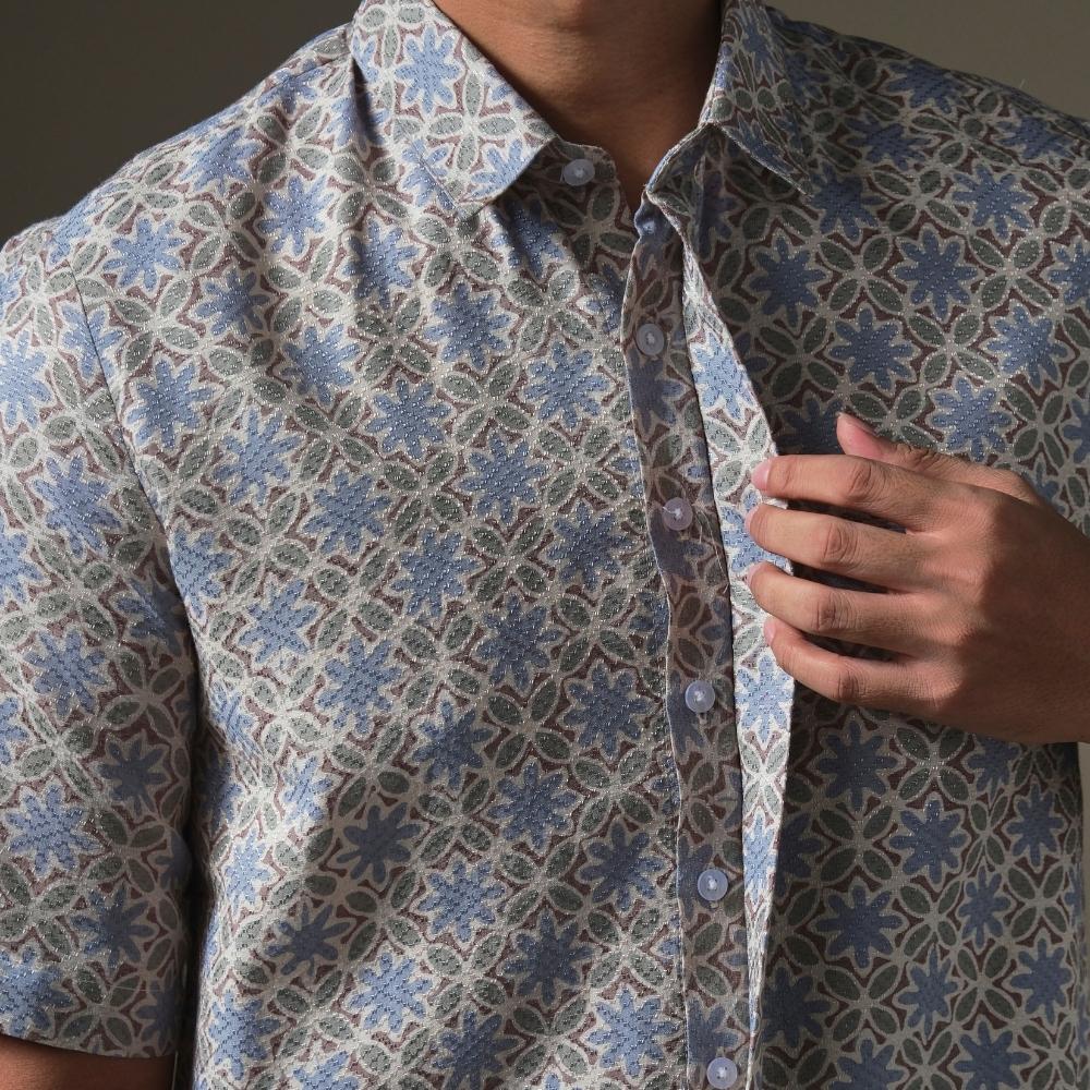 Amago - Mandalas Premium Men's Short Sleeve Batik Shirt