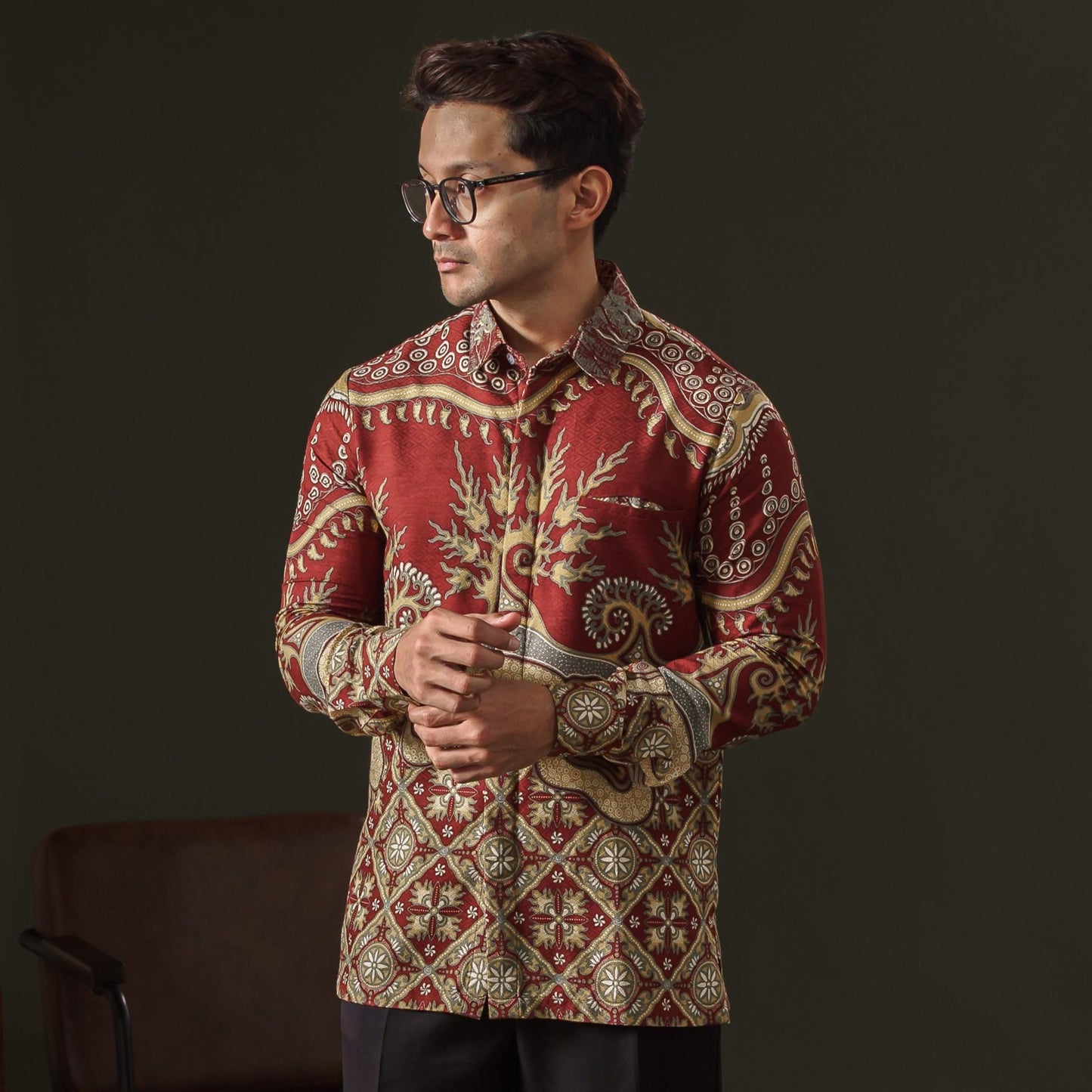 Nagata - Mandalas Premium Men's Long Sleeve Batik Shirt