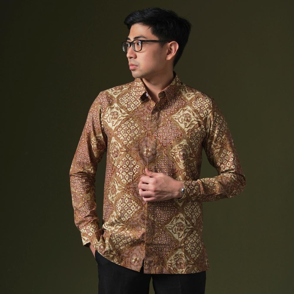 Purnawa - Mandalas Premium Men's Long Sleeve Batik Shirt