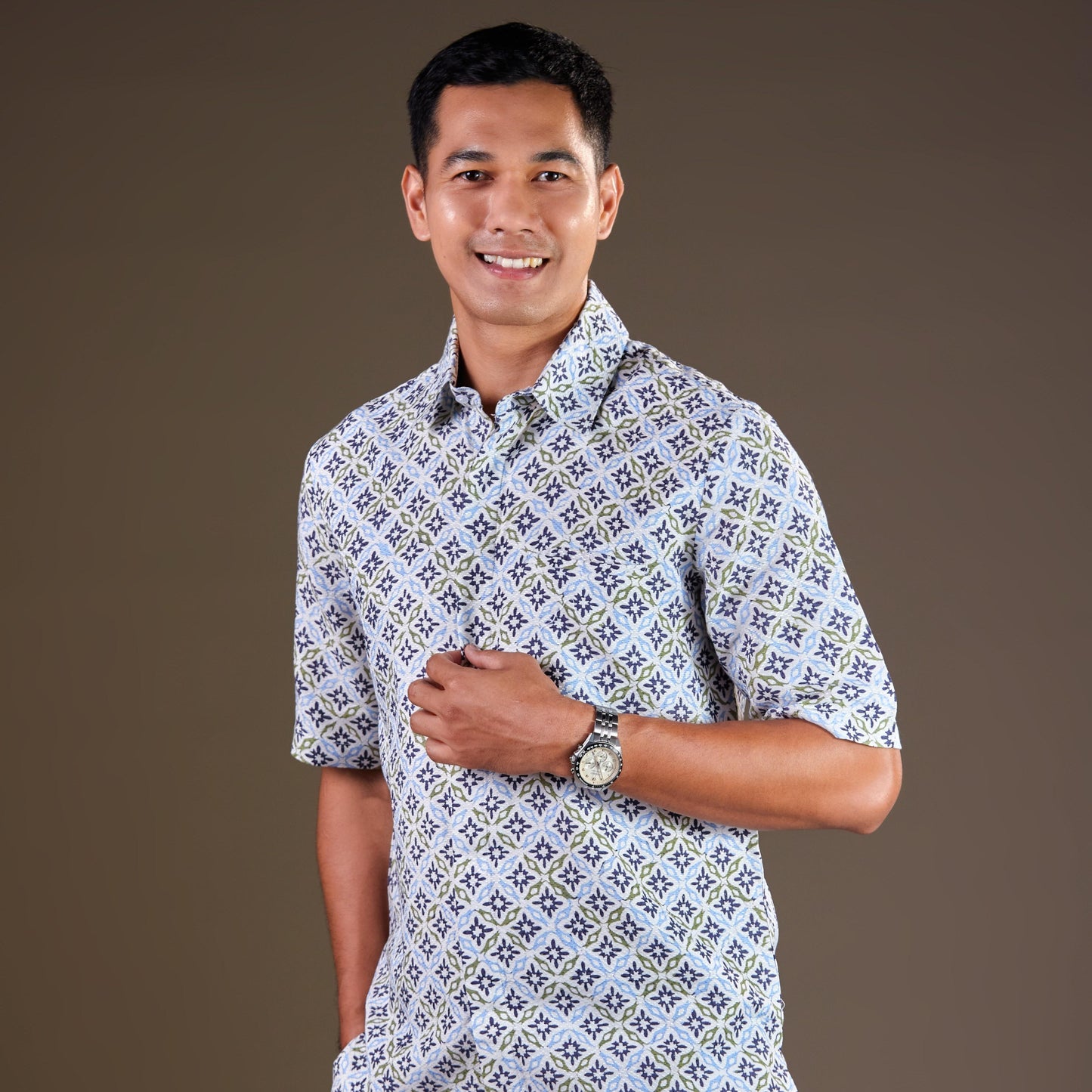 Chevron - Mandalas Premium Men's Short Sleeve Batik Shirt