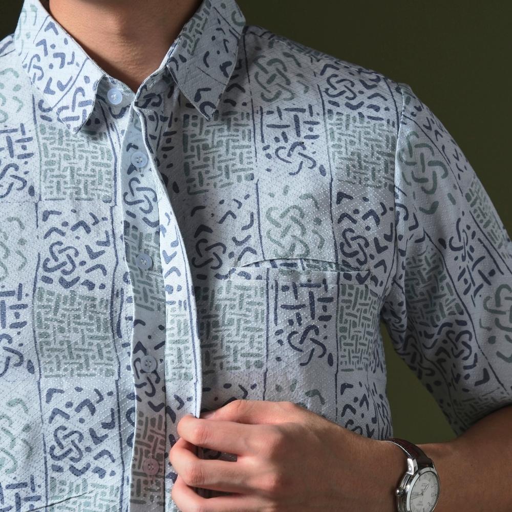 Galatos - Mandalas Premium Men's Short Sleeve Batik Shirt