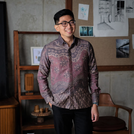 Delvid - Mandalas Premium Men's Long Sleeve Batik Shirt