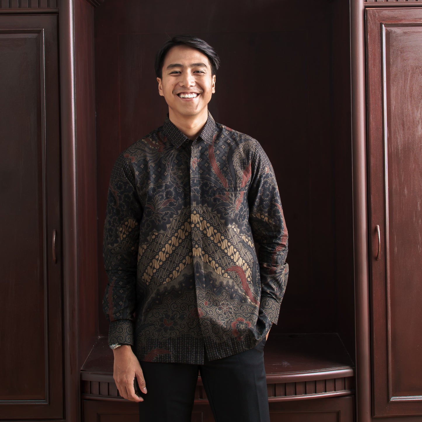 Renaka - Mandalas Premium Men's Long Sleeve Batik Shirt