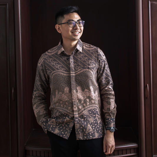 Graval - Mandalas Premium Men's Long Sleeve Batik Shirt