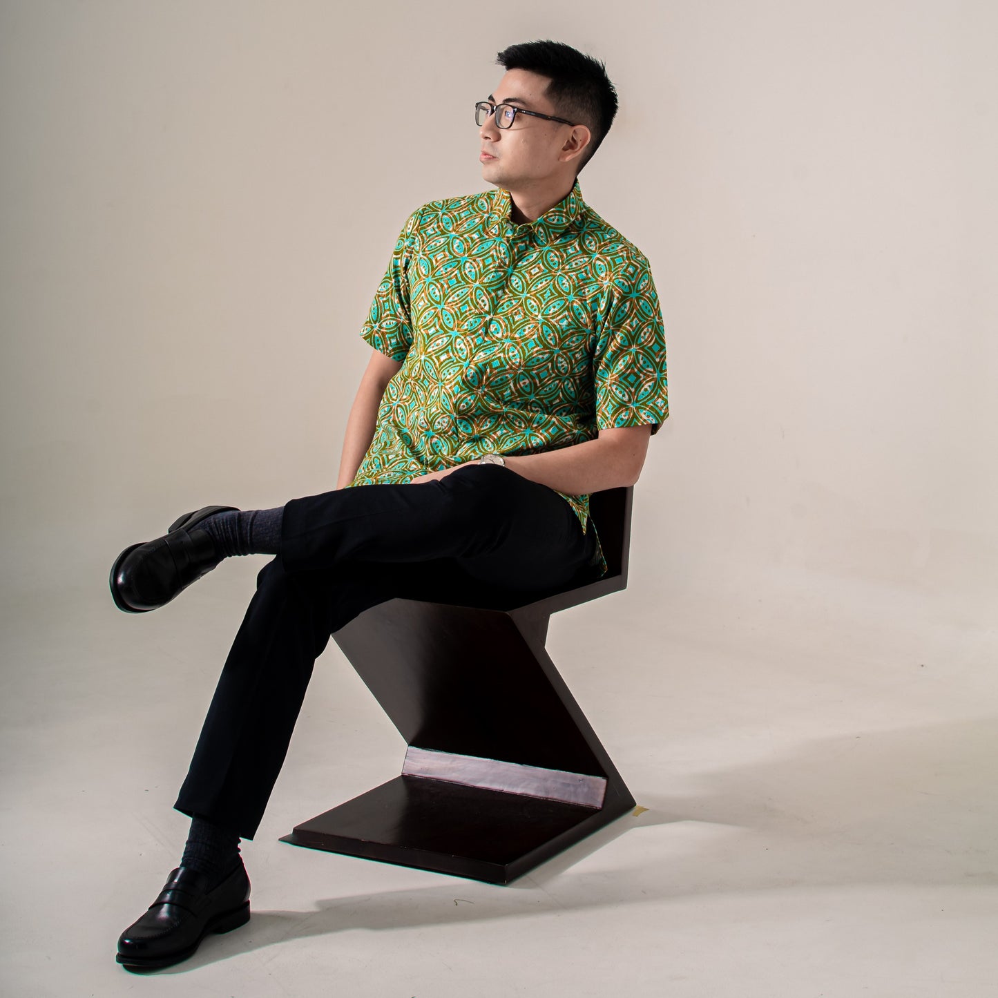 Zelena - Mandalas Premium Men's Short Sleeve Batik Shirt