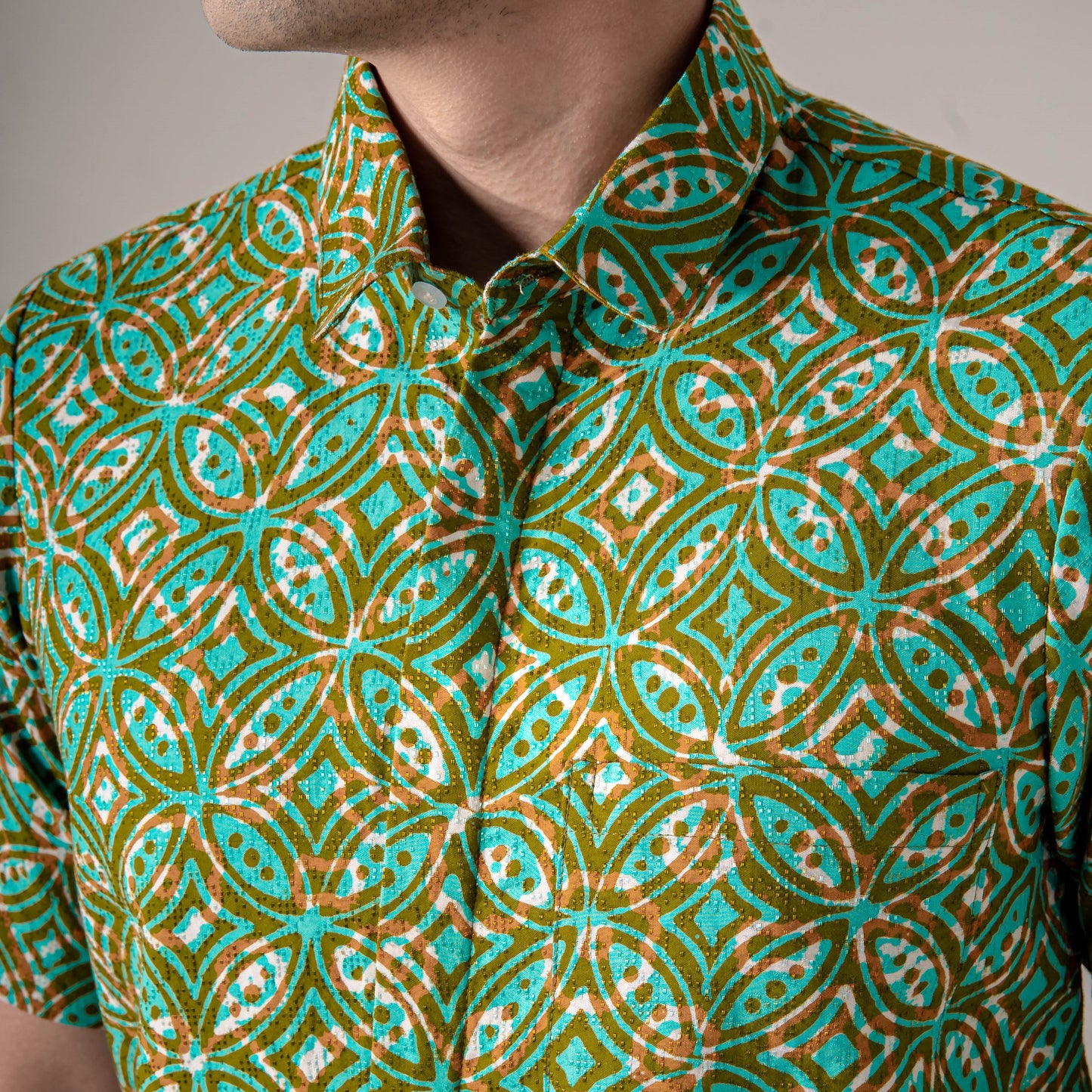 Zelena - Mandalas Premium Men's Short Sleeve Batik Shirt