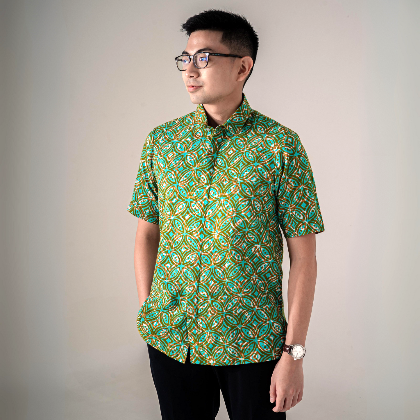 Zelena - Mandalas Premium Men's Short Sleeve Batik Shirt