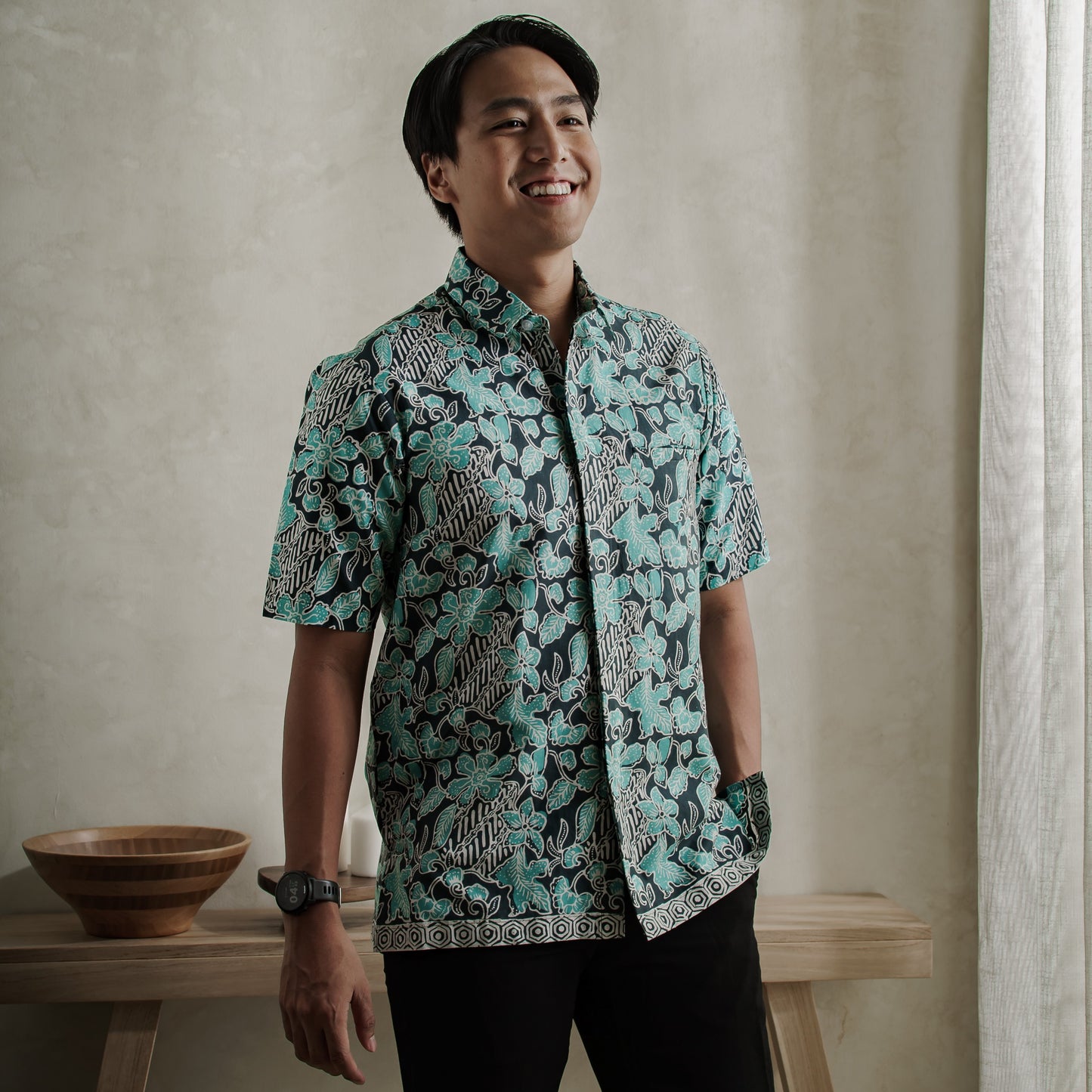 Kamboru - Mandalas Premium Men's Short Sleeve Batik Shirt