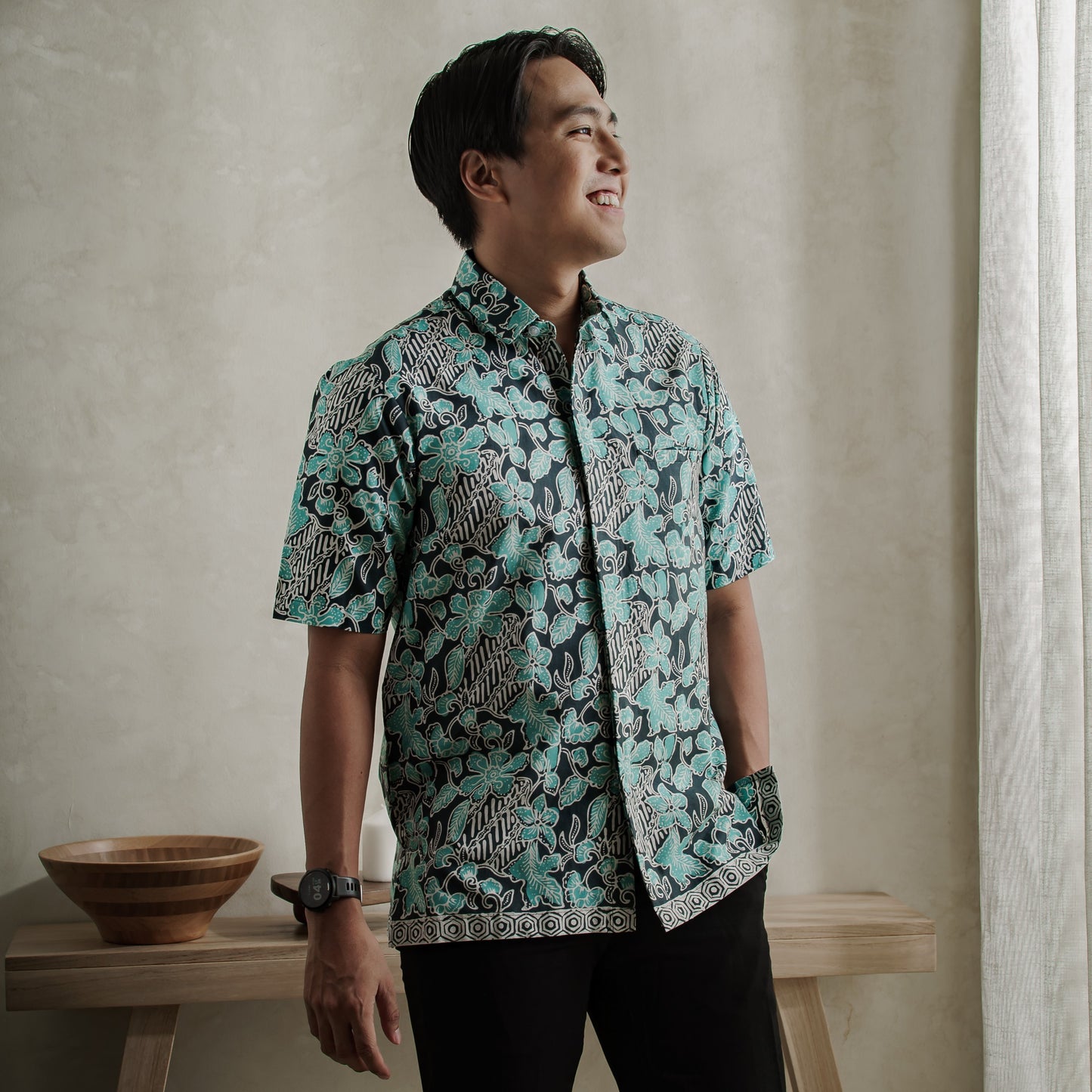 Kamboru - Mandalas Premium Men's Short Sleeve Batik Shirt