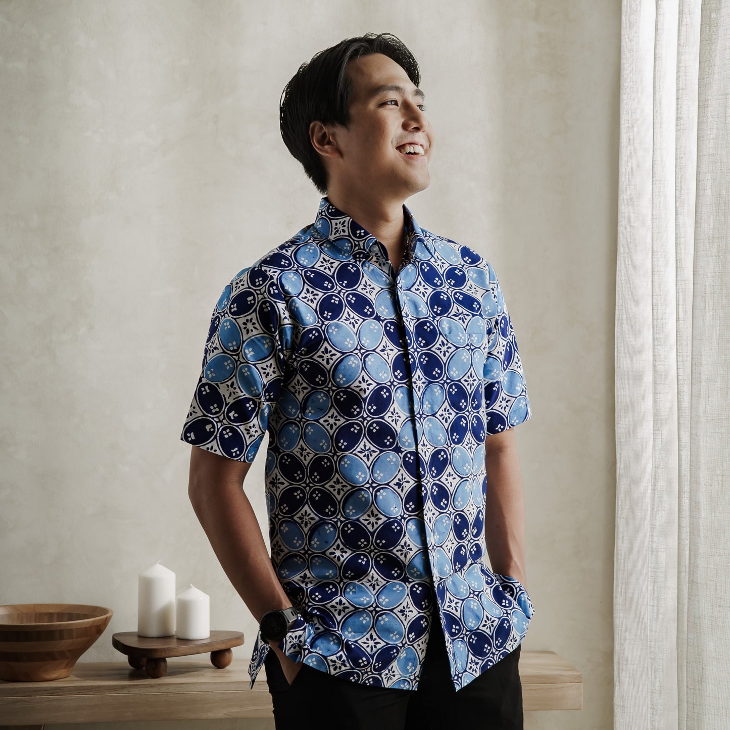 Kawularu - Mandalas Premium Men's Short Sleeve Batik Shirt