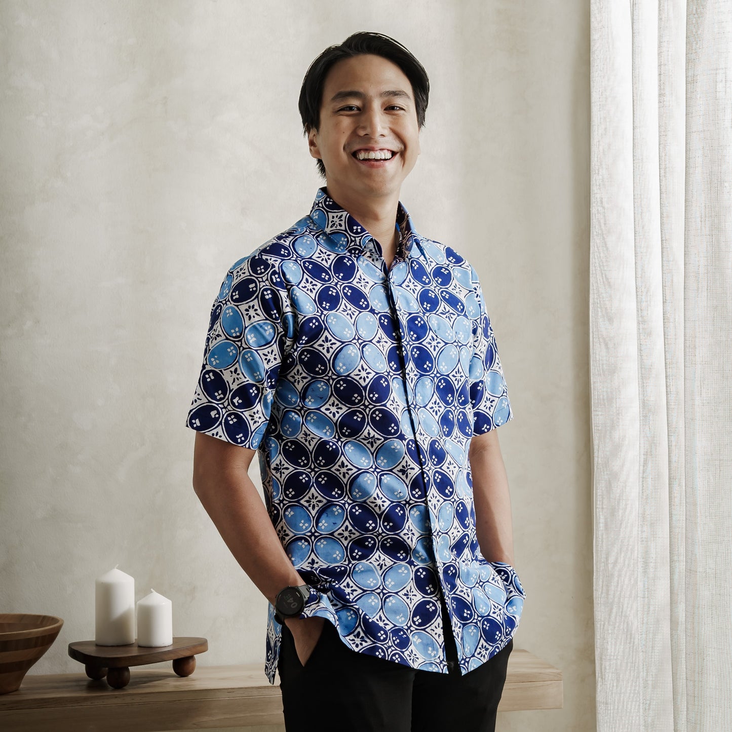 Kawularu - Mandalas Premium Men's Short Sleeve Batik Shirt