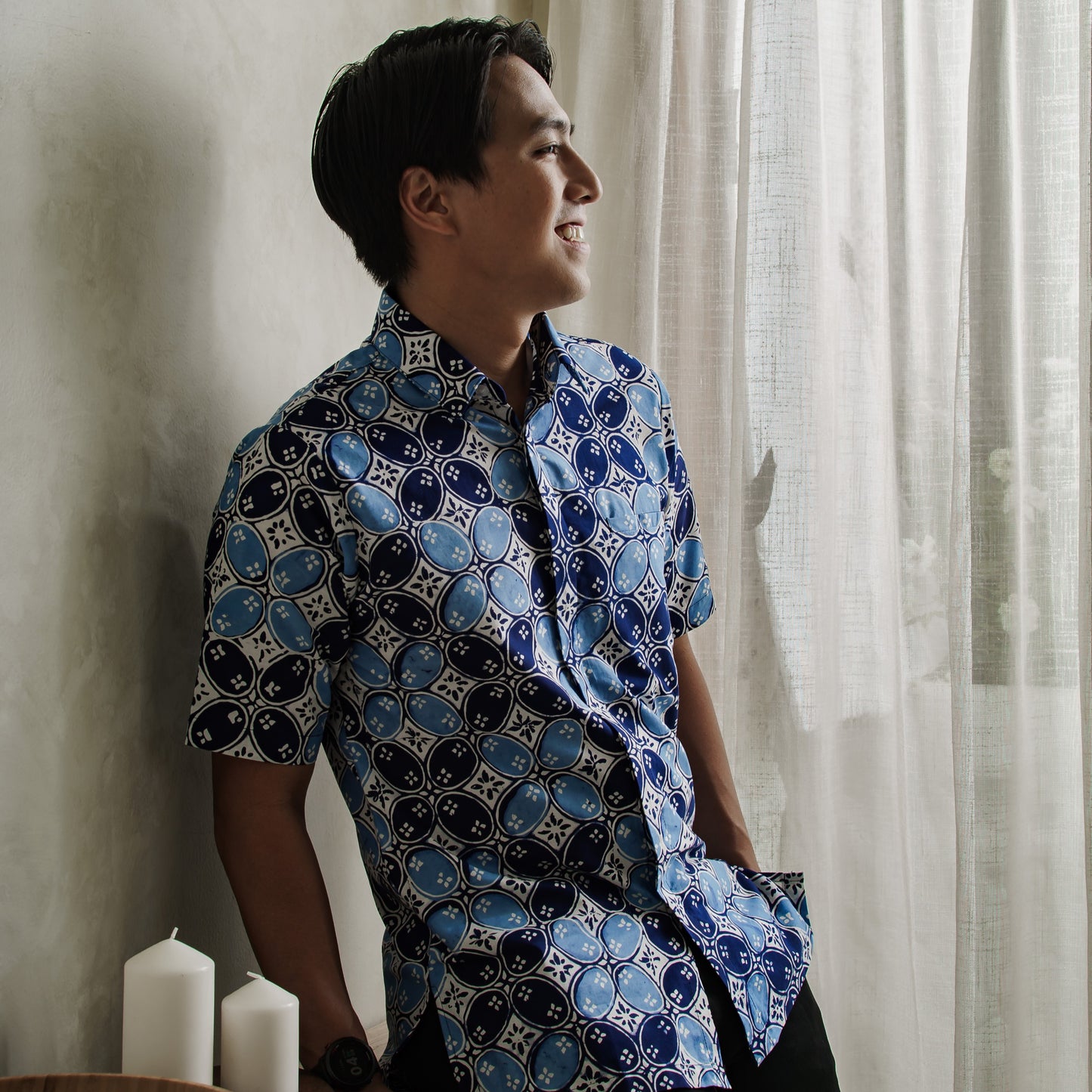 Kawularu - Mandalas Premium Men's Short Sleeve Batik Shirt