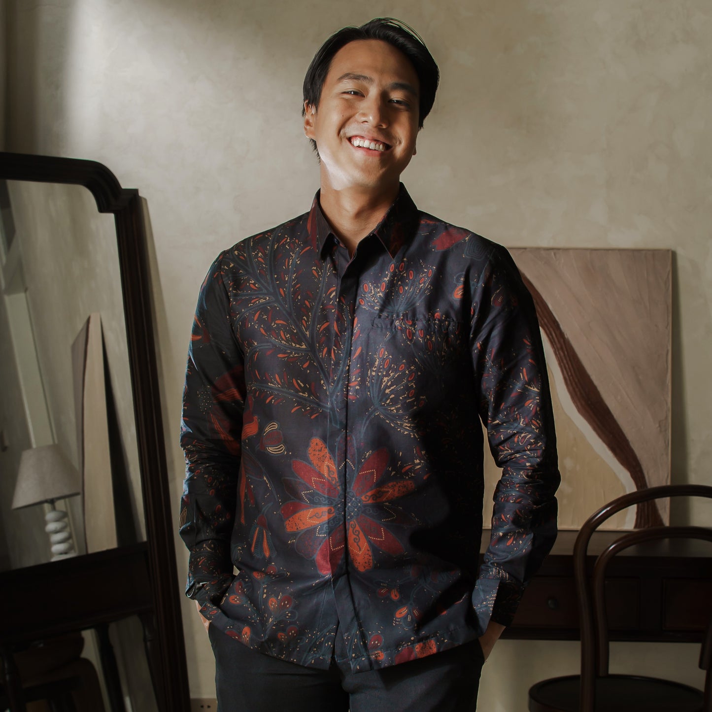 Ixora - Mandalas Premium Men's Long Sleeve Batik Shirt