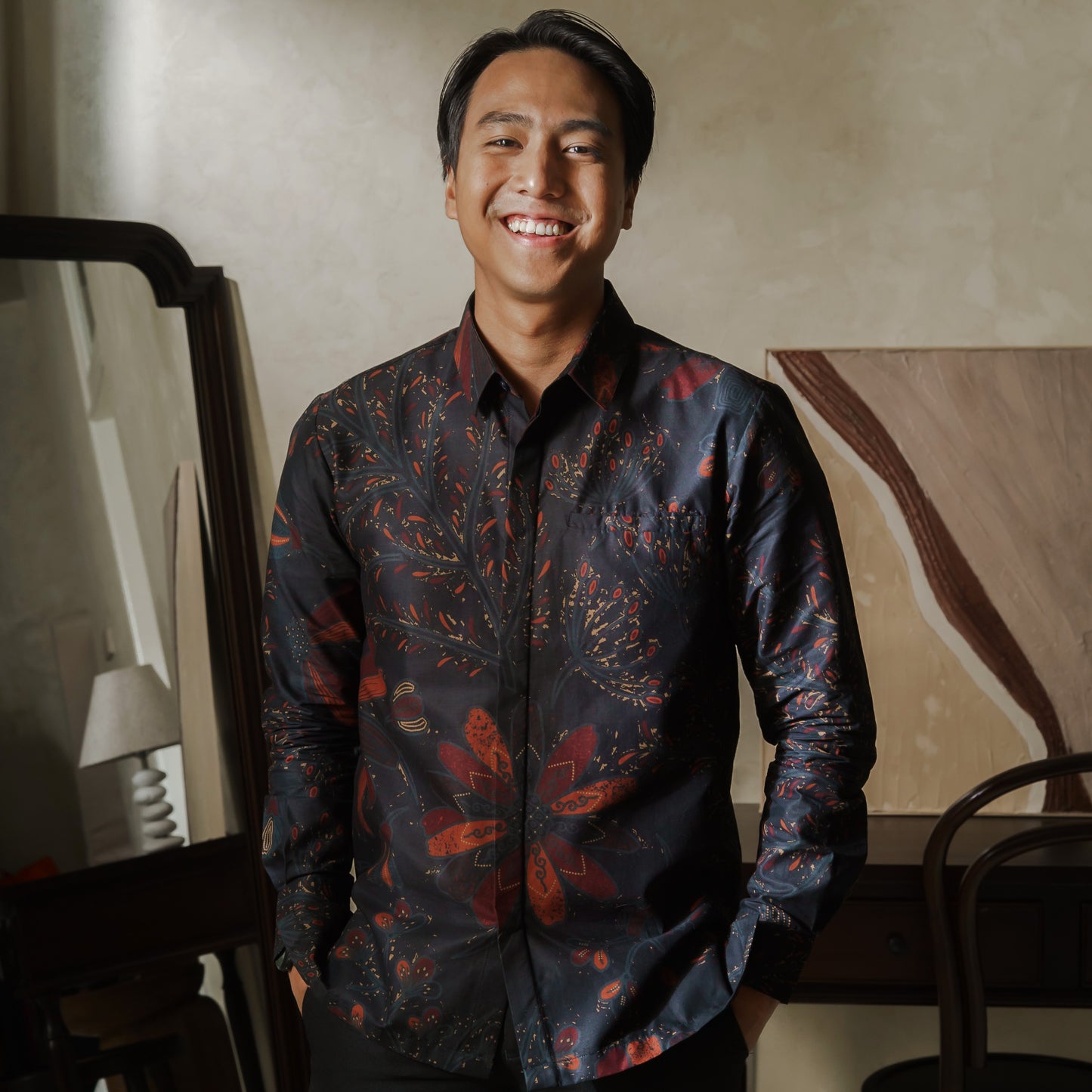 Ixora - Mandalas Premium Men's Long Sleeve Batik Shirt