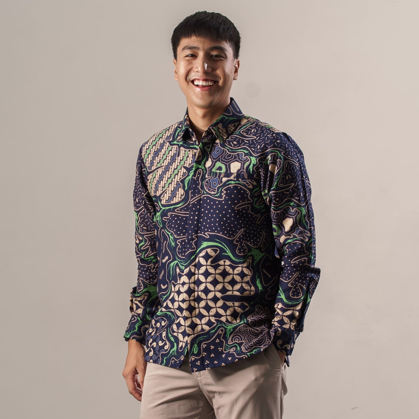 Roblujo - Mandalas Premium Men's Long Sleeve Batik Shirt