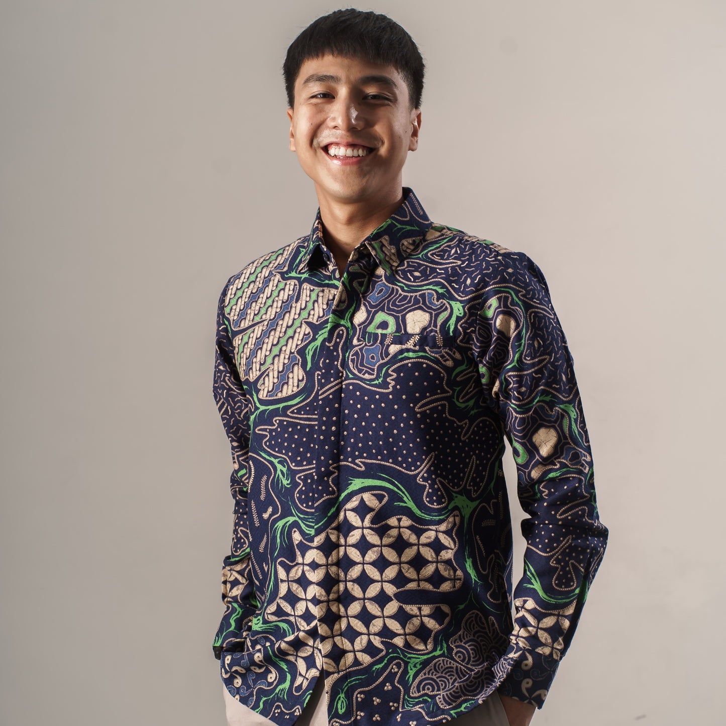 Roblujo - Mandalas Premium Men's Long Sleeve Batik Shirt