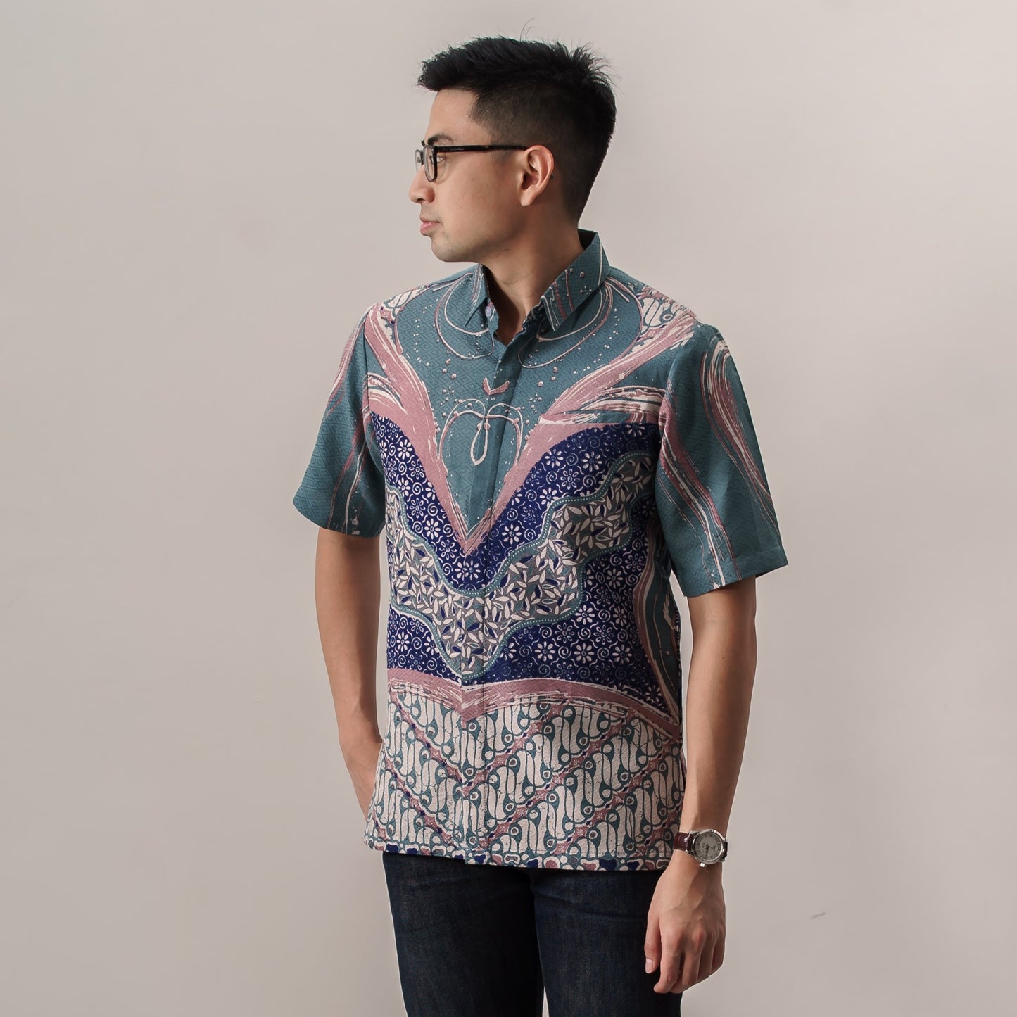 Ambara - Mandalas Premium Men's Short Sleeve Batik Shirt