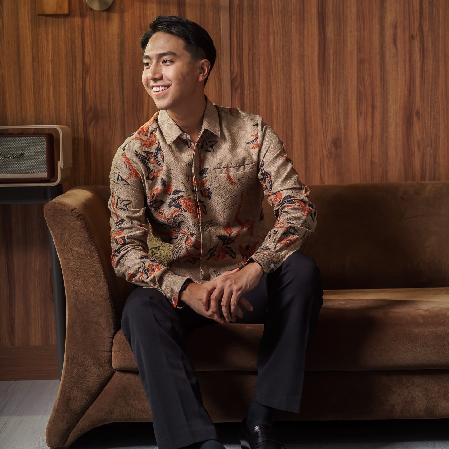 Praya - Mandalas Premium Men's Long Sleeve Batik Shirt