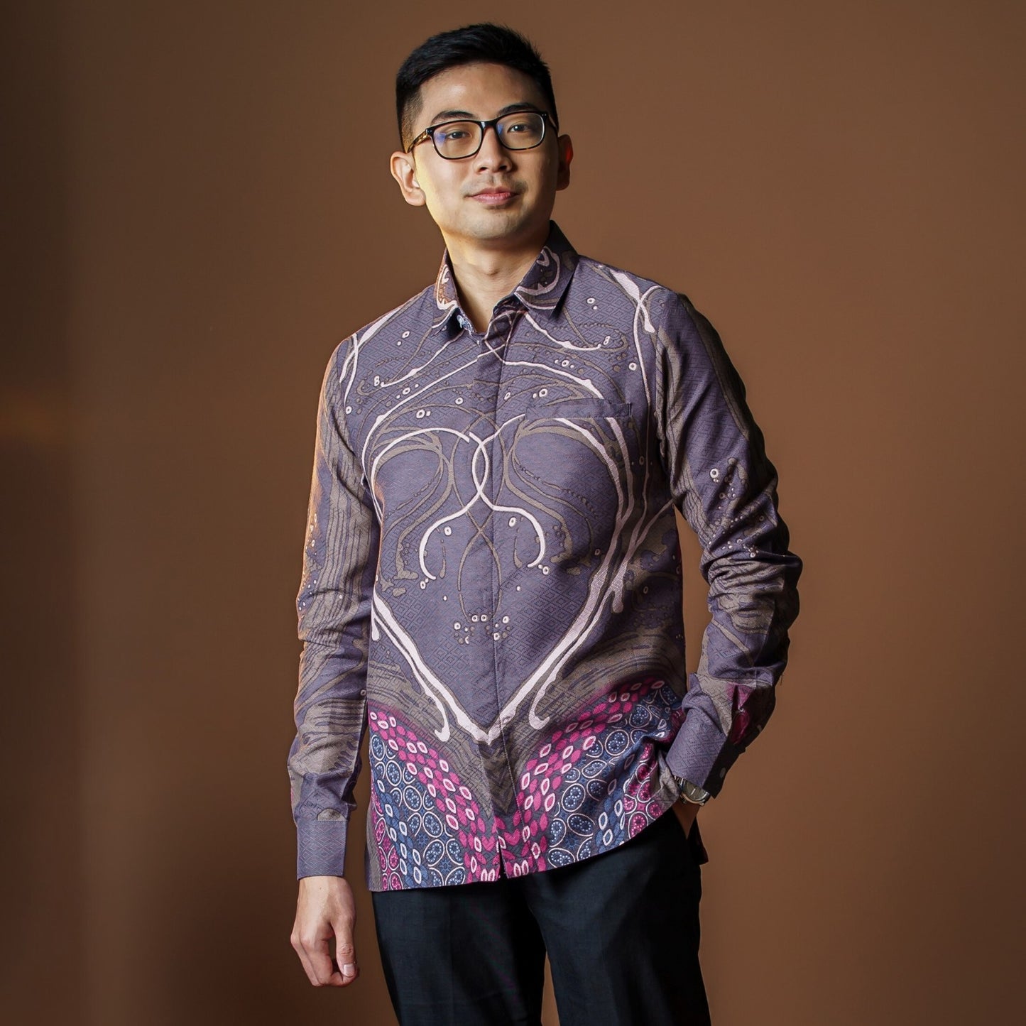 Corola - Mandalas Premium Men's Long Sleeve Batik Shirt