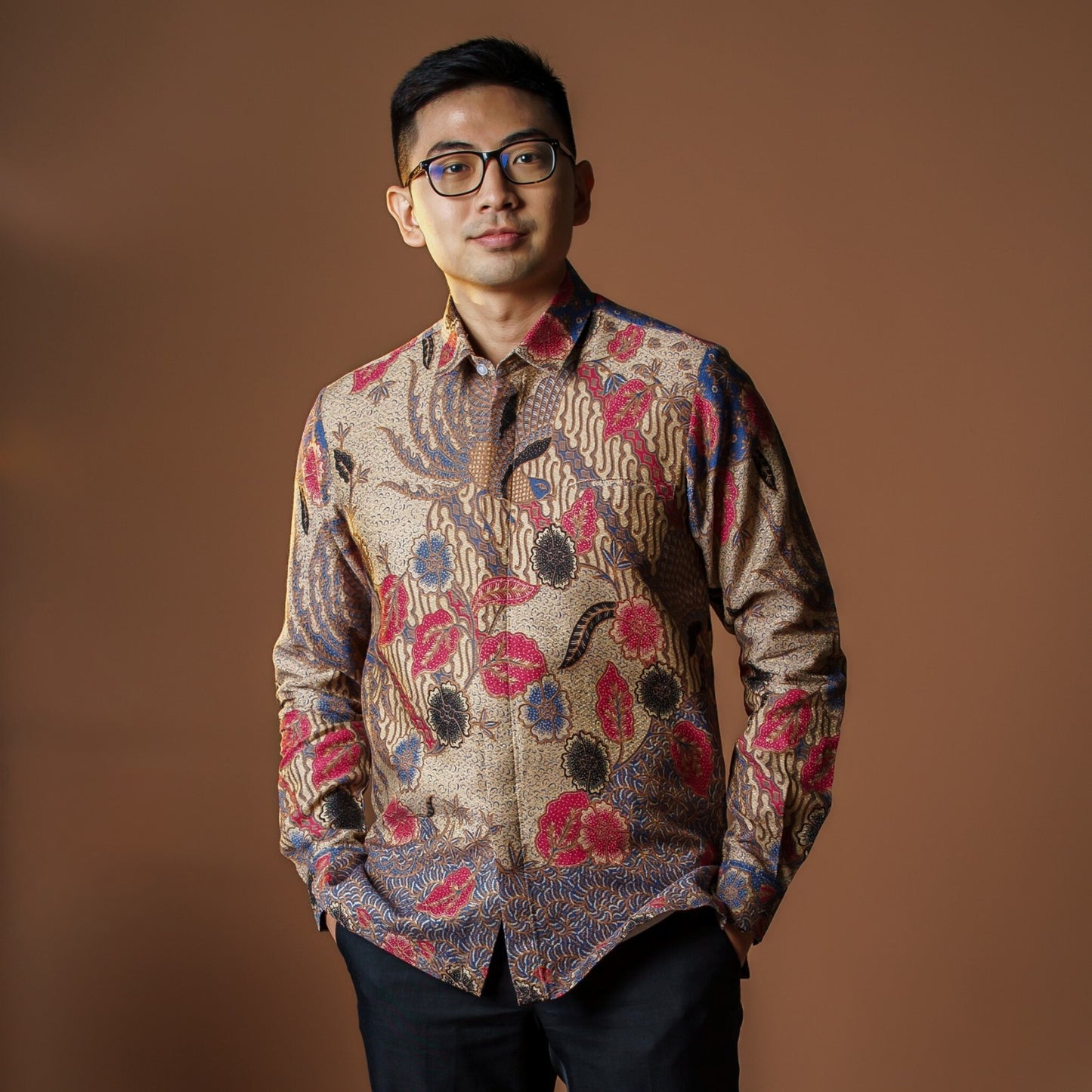 Puspa - Mandalas Premium Men's Long Sleeve Batik Shirt
