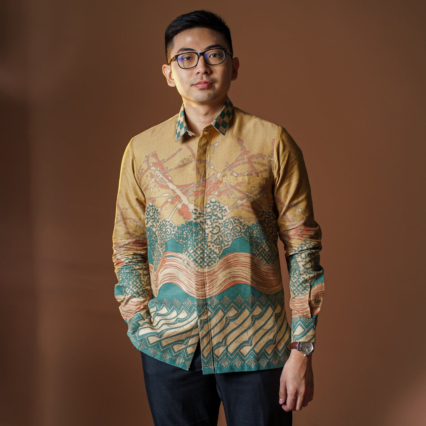 Genamas - Mandalas Premium Men's Long Sleeve Batik Shirt