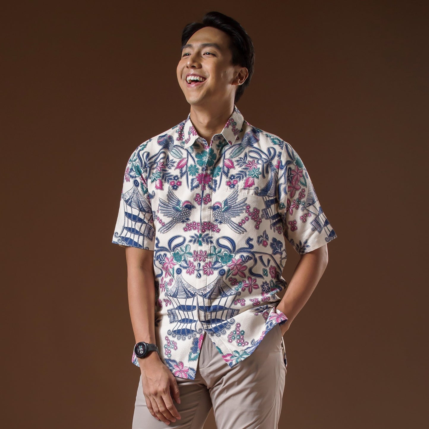 Lantern - Mandalas Premium Men's Short Sleeve Batik Shirt