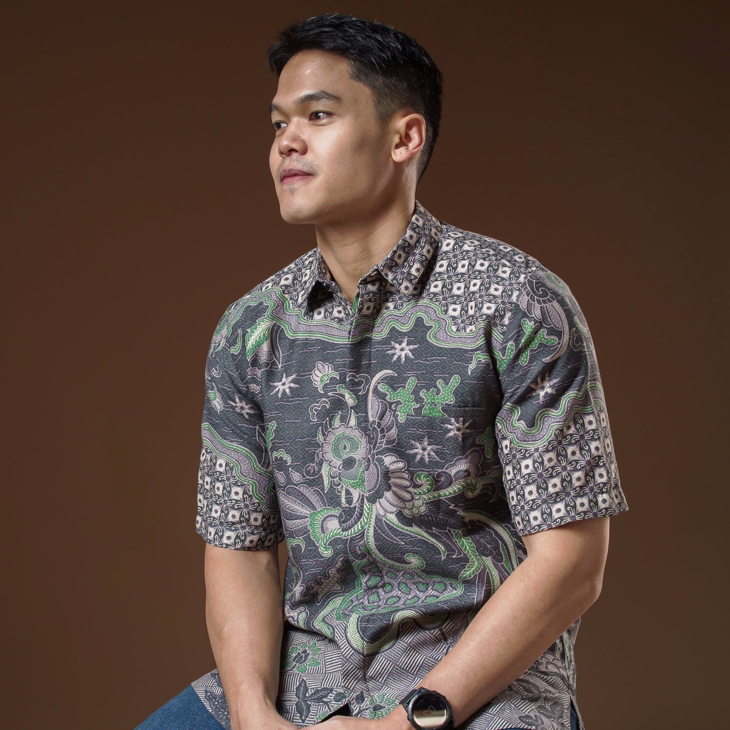 Kulon - Mandalas Premium Men's Short Sleeve Batik Shirt
