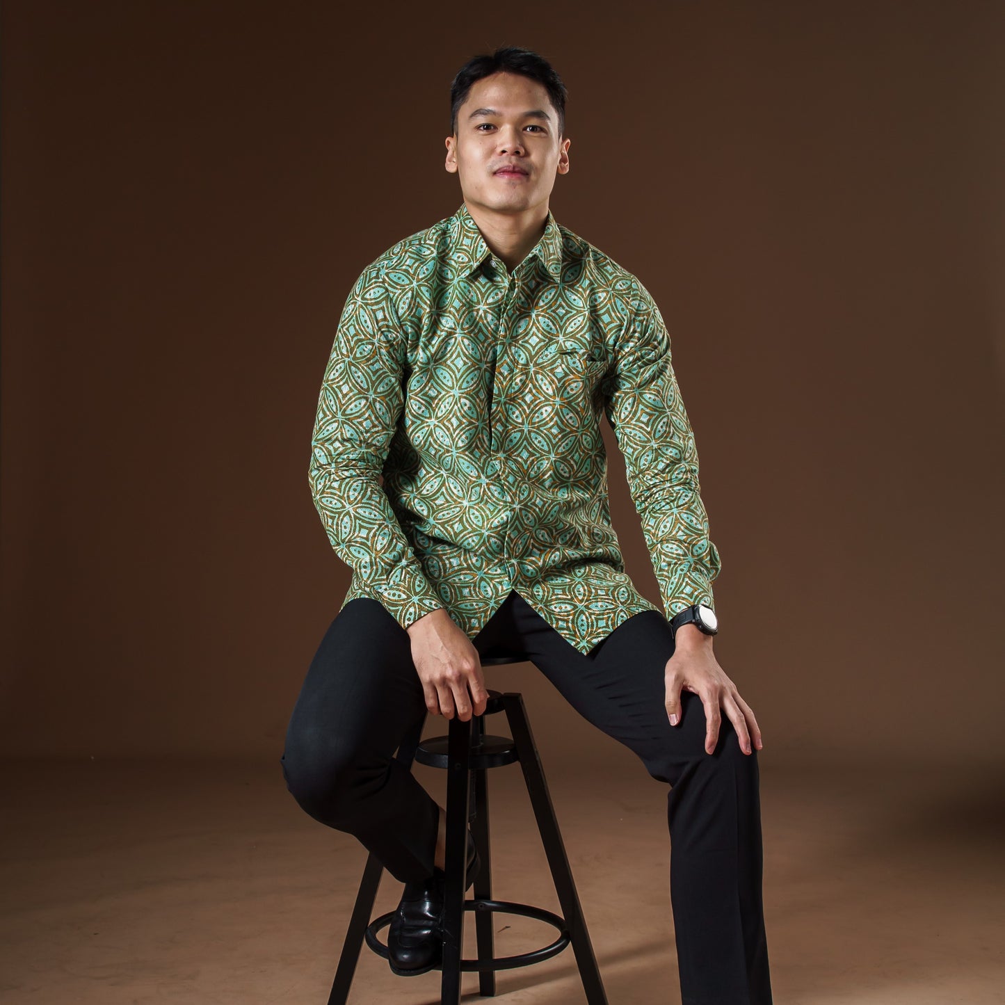 Zelena - Mandalas Premium Men's Long Sleeve Batik Shirt