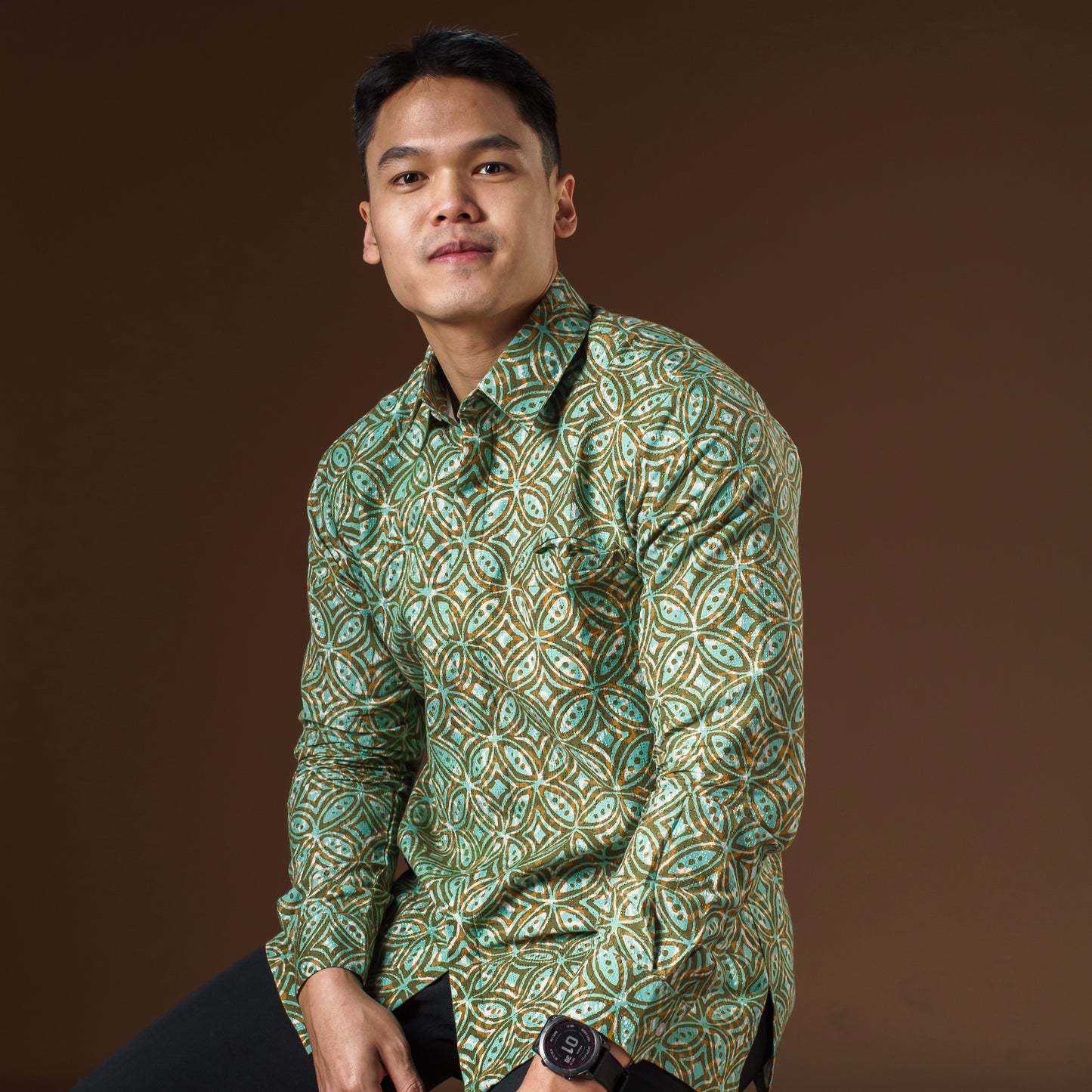 Zelena - Mandalas Premium Men's Long Sleeve Batik Shirt