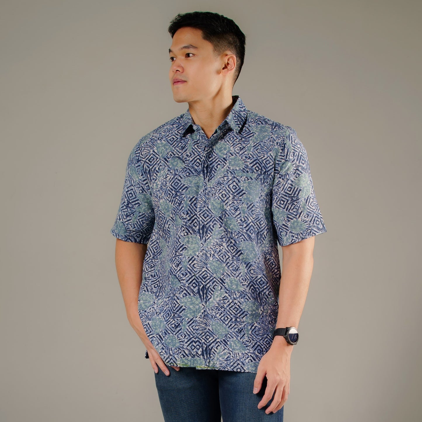 Tropical - Mandalas Premium Men's Short Sleeve Batik Shirt